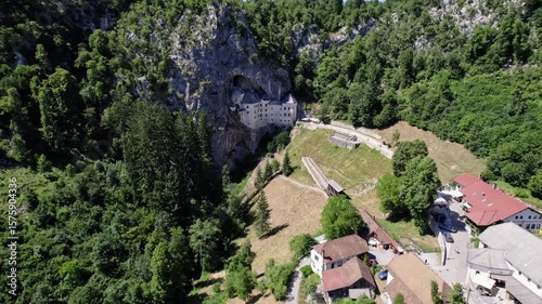 Rare european castle built into a rock wall in Slovenia, Predjama