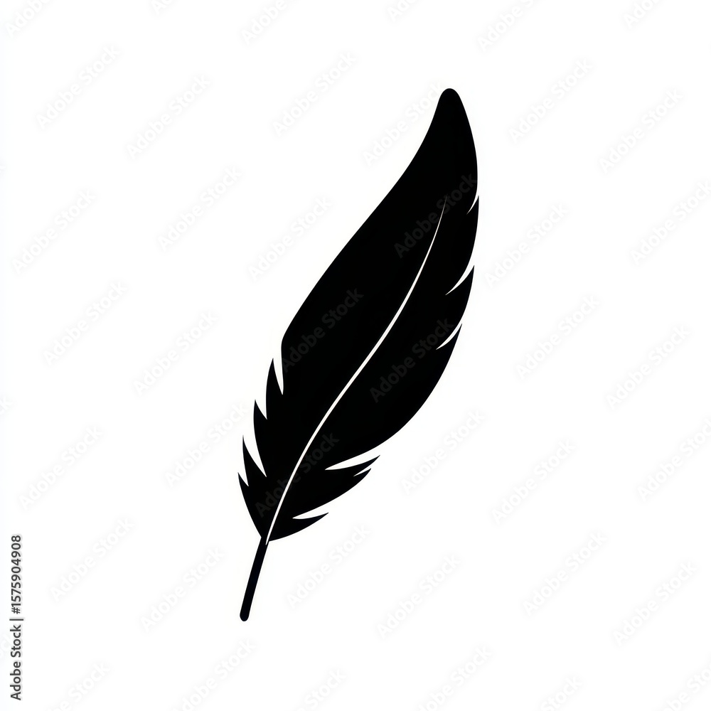Obraz premium Feather illustration Simple black and white image of a feather, minimalist