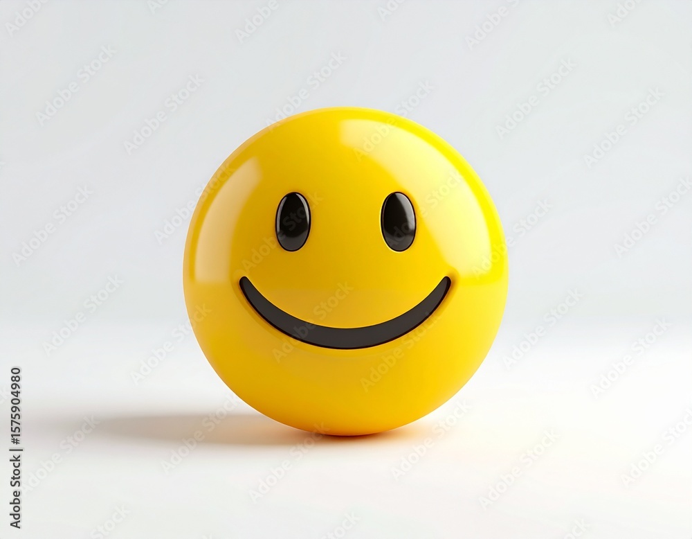 Fototapeta premium Bright Yellow Smiley Face 3D Rendering of Happiness and Positive Emotions