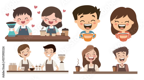 Joyful couple sitting together at a coffee shop in the morning, laughing and enjoying each other's company with warm sunlight, cozy atmosphere, and romantic connection—perfect for lifestyle, love,