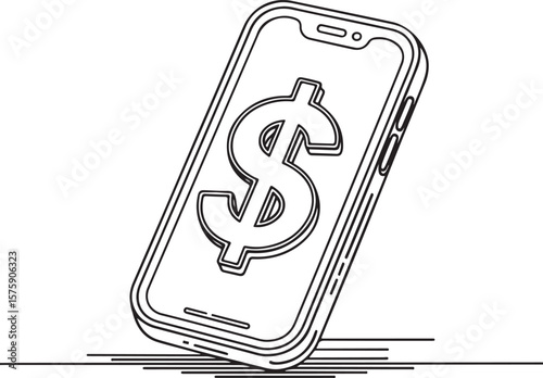 Smartphone with Dollar Sign Illustration on White Background mobile money