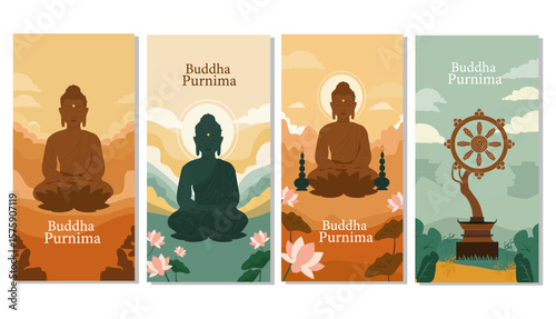 Buddha Purnima Vesak Celebration Vector Collection