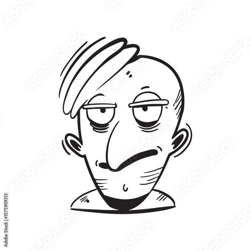 Black and White Doodle Face Expressing Sarcasm or Boredom