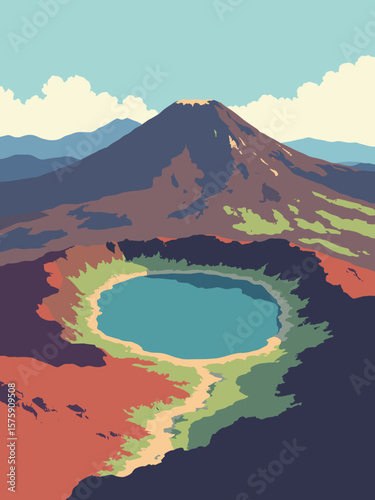 Tongariro Alpine Crossing, New Zealand – volcanic trails winding through red scoria, moss green patches, and cobalt crater lakes