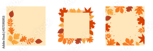 Autumn card collection. Vector template for card, banner, invitation, social media post, poster, mobile app, web ad.
