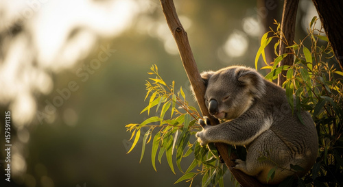 Koala Sleeping in Tree