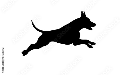 Leaping Dog Silhouette Vector – Energetic Canine Motion Graphic