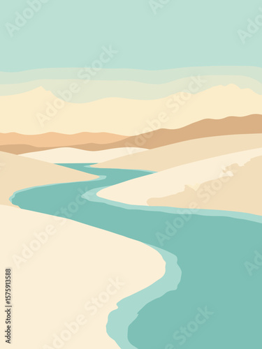 Lençóis Maranhenses, Brazil – undulating white sand dunes dotted with turquoise lagoons under pastel sky and beige ripples