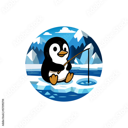 Polar Patience: guin on Ice Fishing Adventure