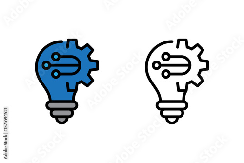 Emerging technology icons with Connected gear and bulb concept. Suitable for automotive industry websites, social media posts, and technology-related designs. vector graphic