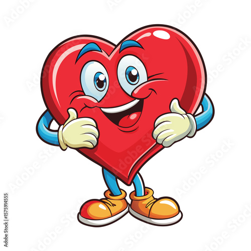 Cartoon heart character giving a thumbs up
