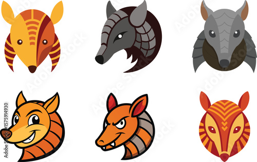 Armadillo Head Color Vector Illustration