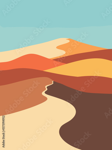Seven Colored Earths, Mauritius – dune stripes in vermilion, ochre yellow, chocolate brown, and cream sand under azure sky