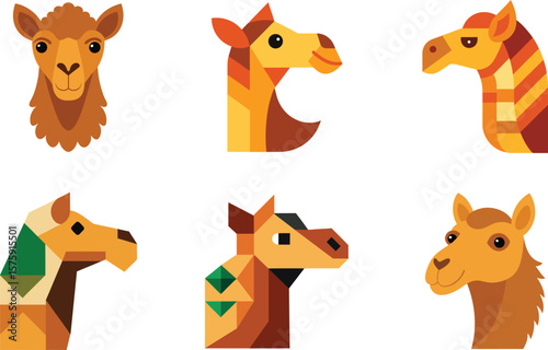 Camel Head Color Vector Illustration