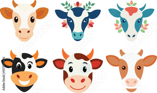 Cow Head Color Vector Illustration