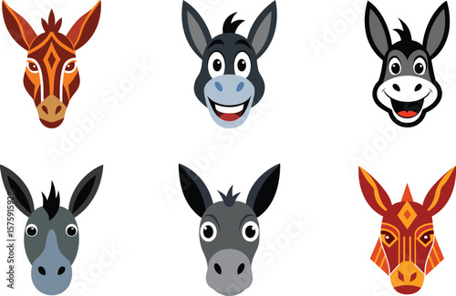 Donkey Head Color Vector Illustration