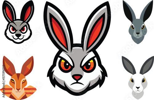 Jack Rabbit Head Color Vector Illustration