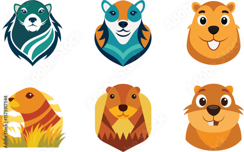 Prairie Dog Head Color Vector Illustration