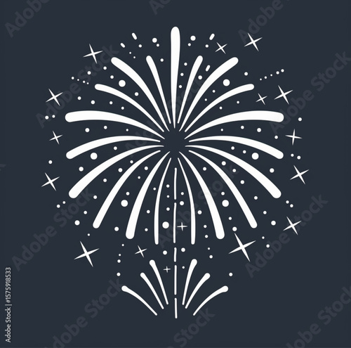 a simple vector icon of fireworks exploding, flat modern pictogram style, no shadow or background 