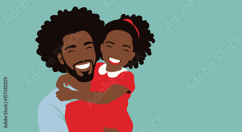 Father-Daughter bond: Capture a moment of pure affection with a father and daughter, illustrating their joy and togetherness. Featuring a smiling father carrying his smiling daughter.