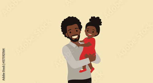 Father's Embrace: A father tenderly cradles his daughter, a heartwarming scene of love and affection between parent and child, set against a simple and clean backdrop.