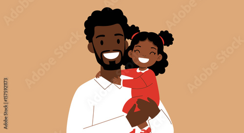 Father and Daughter's Tender Embrace: A warm illustration captures a heartwarming moment of connection and affection, as a father holds his smiling daughter in his arms.