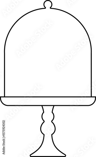 Cake Stand with Dome Cover outline Vector.
Dessert Display coloring page Isolated.
Glass Cloche and Cake Tray Clipart.
Transparent background.svg.