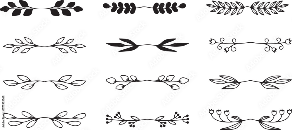 Fototapeta premium Arrow Divider Vector Set – Hand-Drawn, Minimal, Tribal, Sketch, Black and White, Direction, Navigation, Decorative, Rustic, Design Element