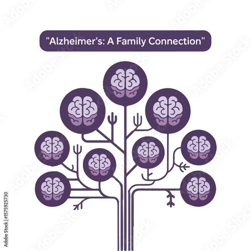 World Alzheimer’s Day Vector Badge with Brain Maze, Neuron Network, and Caregiver Silhouette – Flat Purple Solid Color Design for Awareness and Support