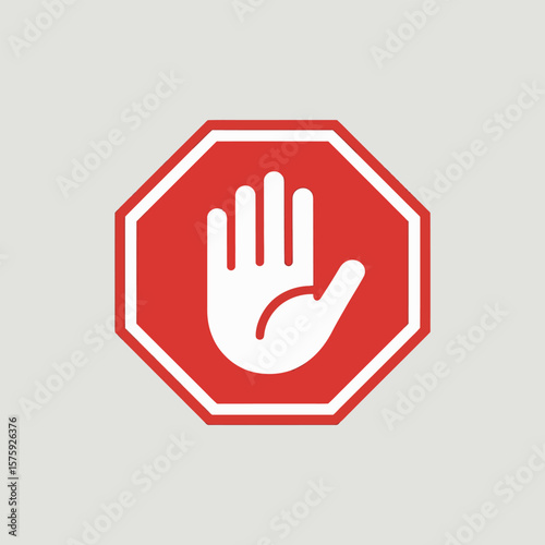 Simple Bold Red Stop Sign Icon Illustration for Traffic Safety and Regulations