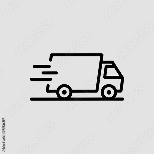 Simple Black Outline Icon of a Delivery Truck for Logistics and Transportation Designs