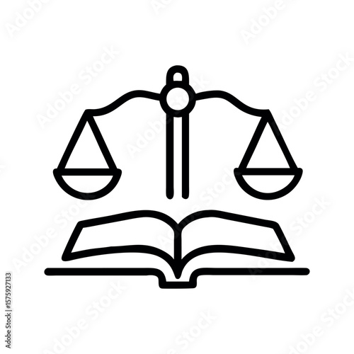 Scales of justice above an open book symbol legal symbol