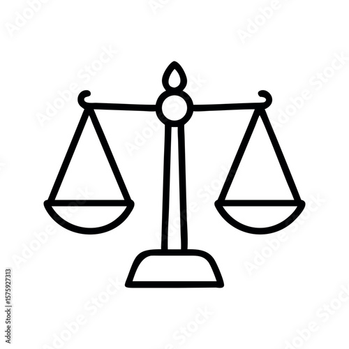 Black outline of justice scales balance legal