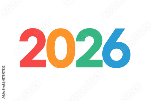 Vibrant 2026 Numbers Design, Colorful New Year Typography, Modern Vector Illustration for Poster, Banner, Website, Calendar, Festive Graphic Element
