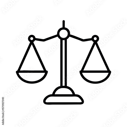 Black outline of justice scales on white background balance legal