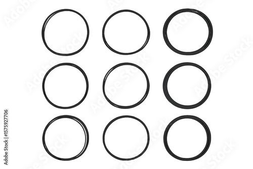 Hand Drawn Circles Collection. Pen and Brush Stroke Circle Set. Sketchy Round Frame Elements. Doodle Circular Outline. Vector Clipart for Design, Logo, Badge, Highlight, Transparent Background