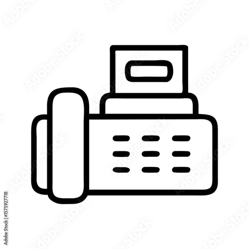 Black and white fax machine icon telecommunication office equipment