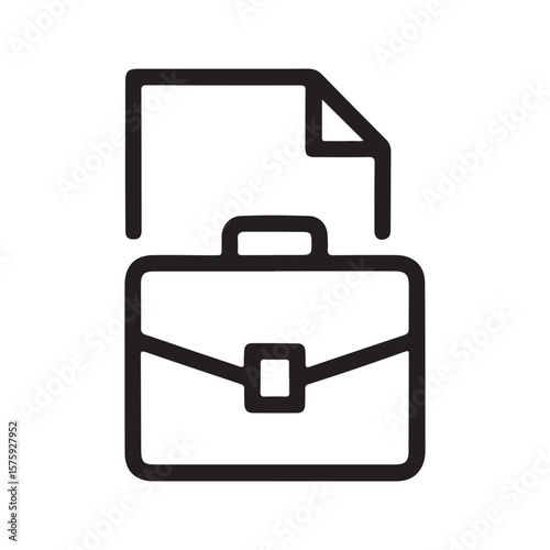 Black outline of briefcase and document paper business