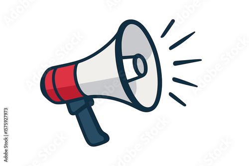 Megaphone Loudspeaker Bullhorn Vector. Flat Style Handheld Speaker. Alert, Announcement, Promotion, Marketing, Communication, Public Address, Event Notification, Advertising Symbol, Isolated Clipart