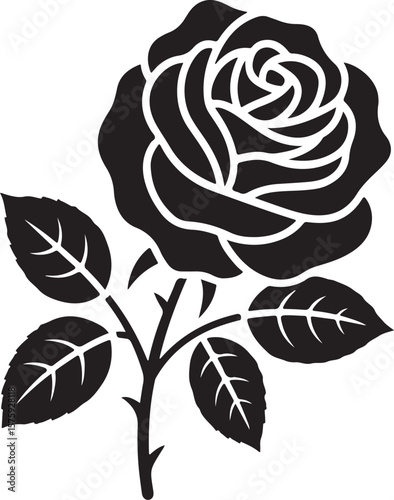 "Minimalist Black Rose Silhouette"