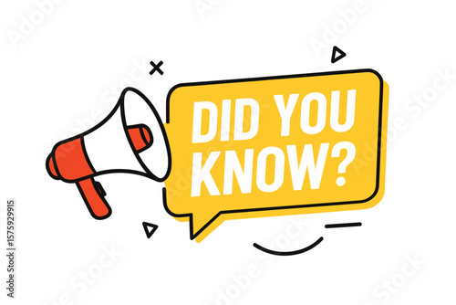 Did You Know Banner with Megaphone Vector. Modern Announcement Label. Loudspeaker Speech Bubble. Business Marketing Advertising Blog Life Hacks Web Banner Design Element