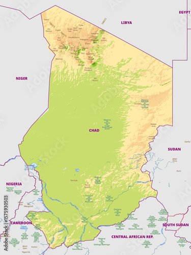 Detailed physical map of Chad