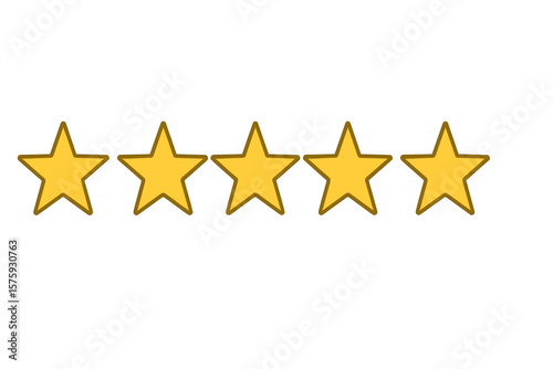 Five star rating icon for customer review. Best quality feedback symbol. Excellent product evaluation for website or app UI. Top service satisfaction vector illustration.