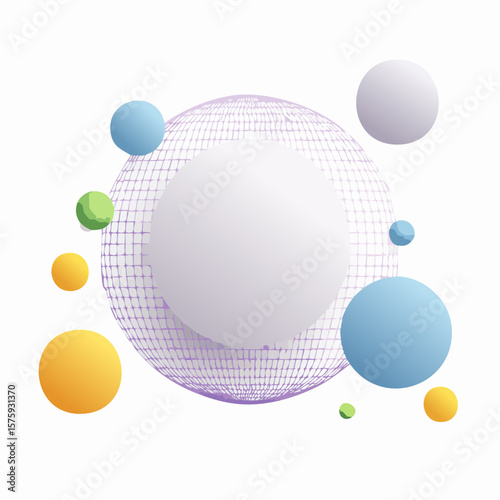 Abstract Pastel Sphere Network: Modern Connectivity Concept with Copy Space