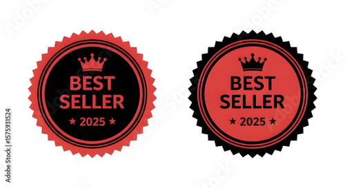 Best Seller 2025 Stamp Label in Black and Red | Promotional Badge for Top Selling Products, Marketing Seals, and E-commerce Graphics