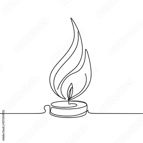 Continuous line drawing of an eternal flame candle  