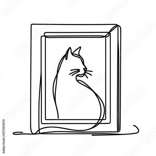 Outline of cat in photo frame representing pet memorial  