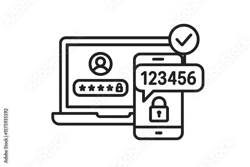 Two Factor Authentication Vector Icon. Secure Login with Password and Verification Code on Smartphone. 2FA Security, User Authorization, Identity Protection, Safe Sign In Concept Illustration