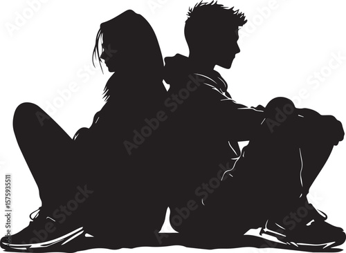 Silhouette of romantic couples