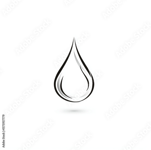 simple line art water droplet white background